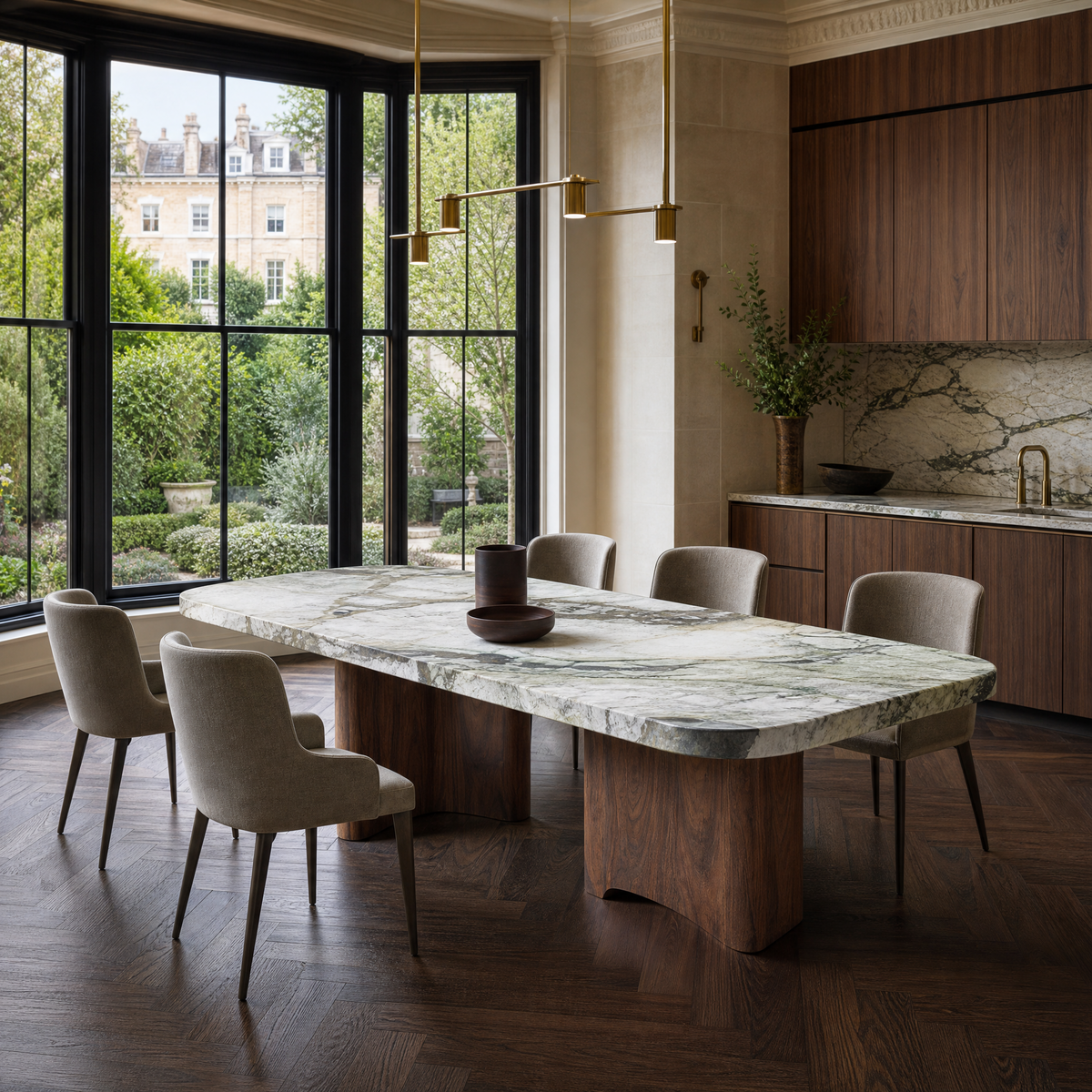 Beckford Marble & Wood Dining Table