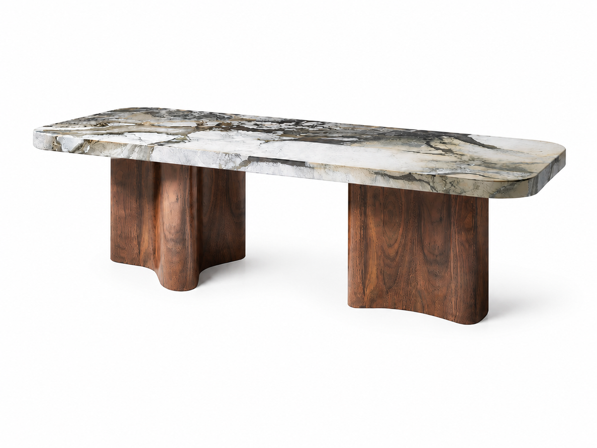Beckford Marble & Wood Dining Table