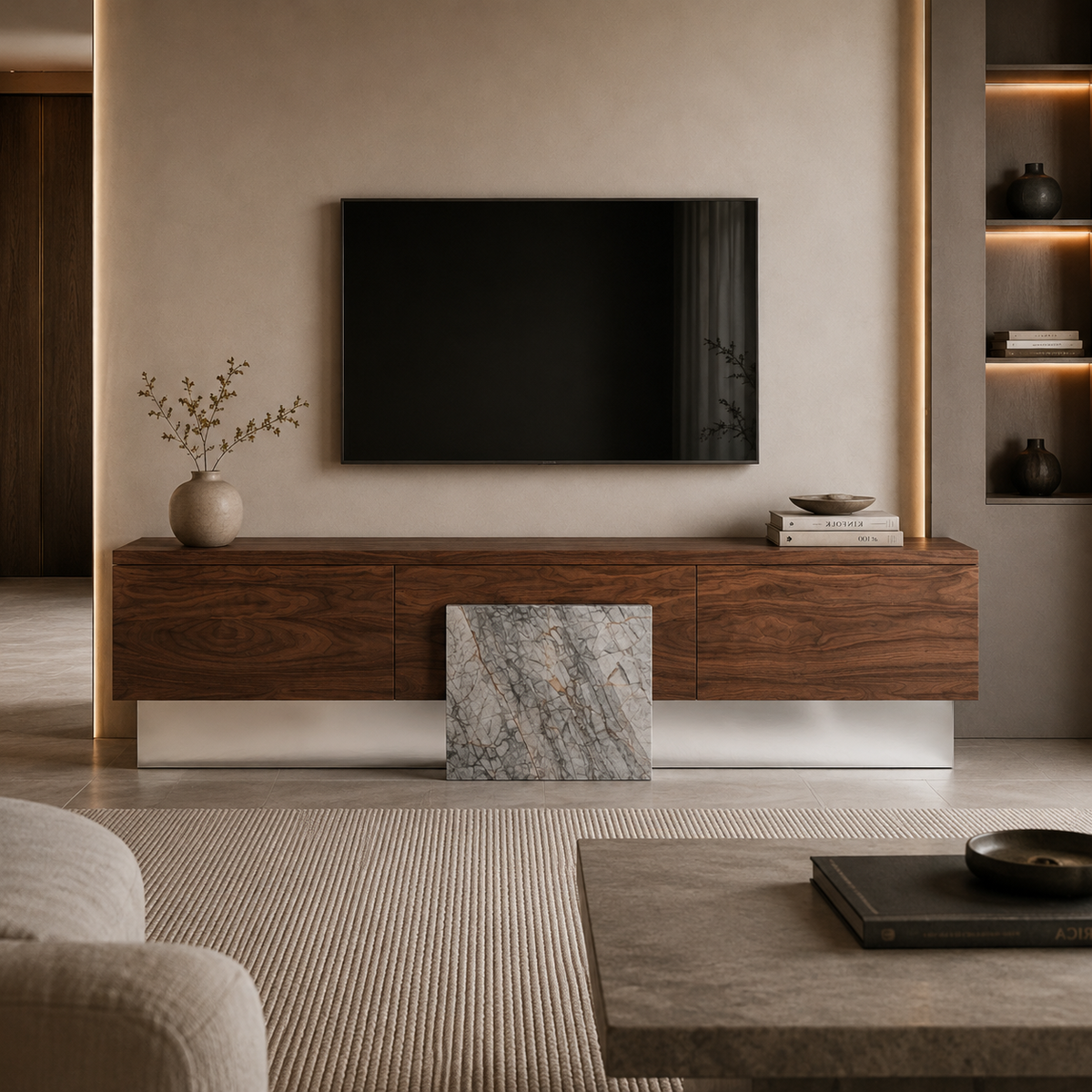 Beckford Marble & Wood TV Unit