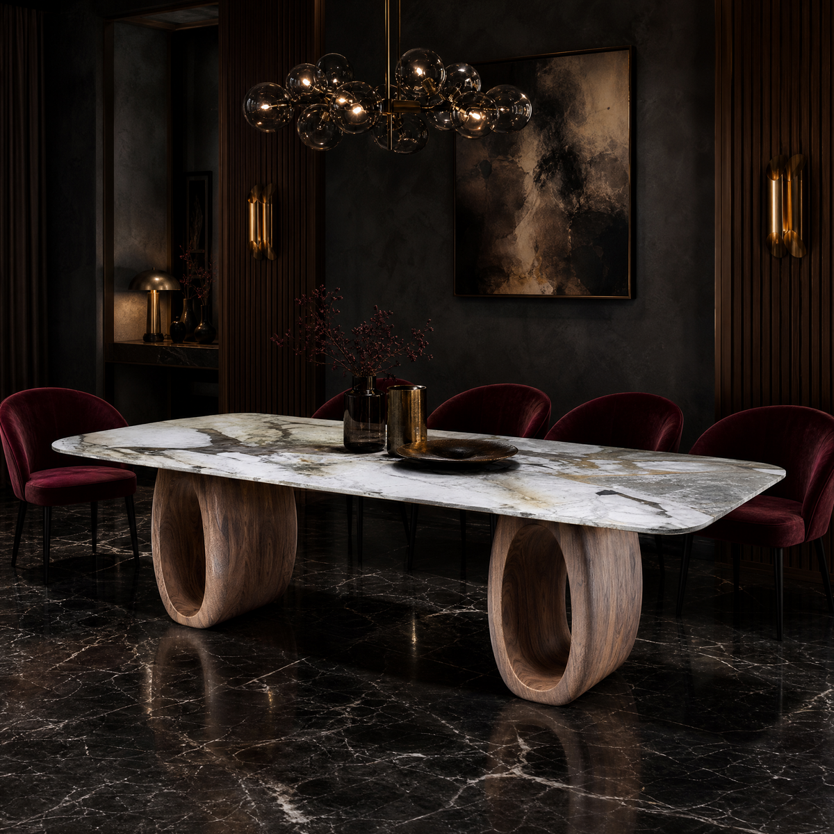 Blackwell Marble & Wood Dining Table