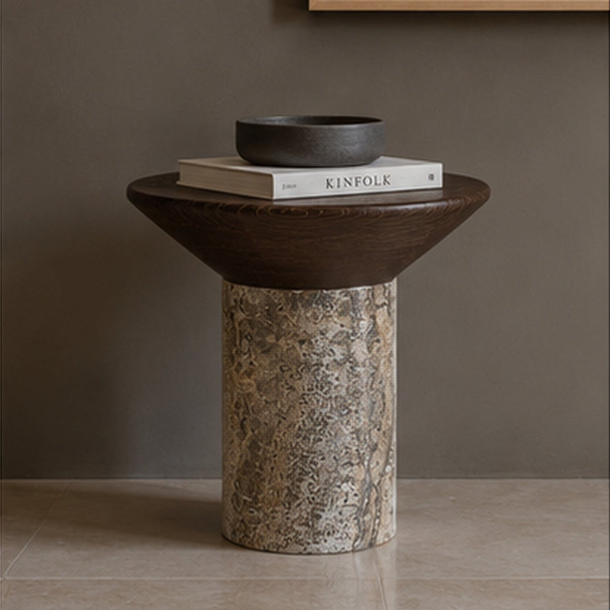 Burford Marble & Wood Side Table