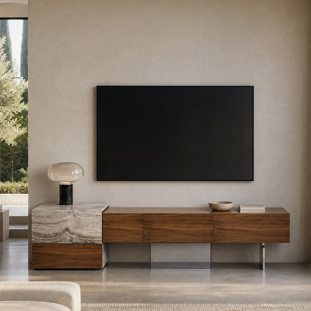 Fairford Marble & Wood TV Unit