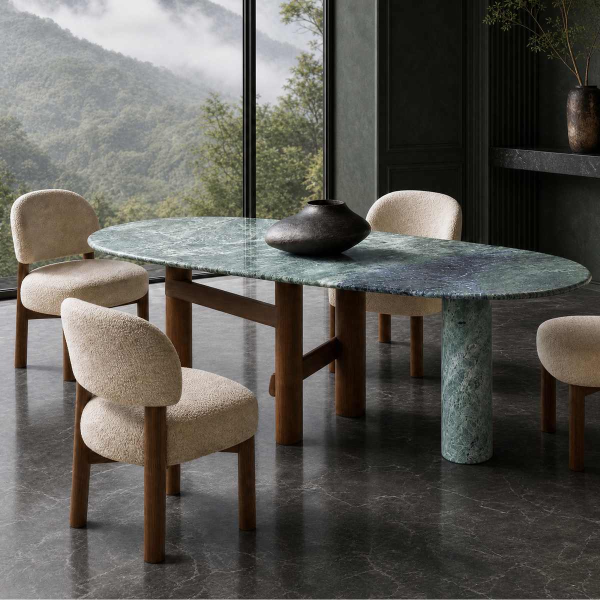 Hampstead Marble & Wood Dining Table