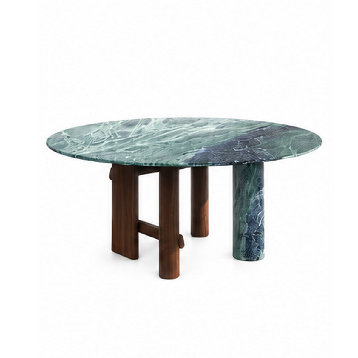 Hampstead Marble & Wood Round Dining Table