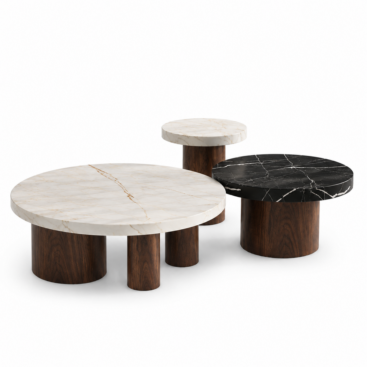Hensley Marble & Wood Round Coffee Table