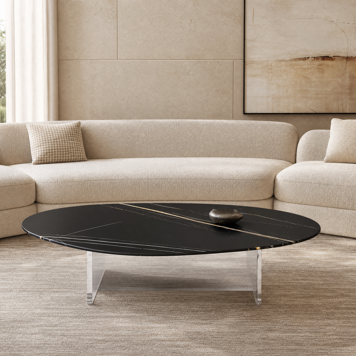 Hensley Marble & Wood Coffee Table