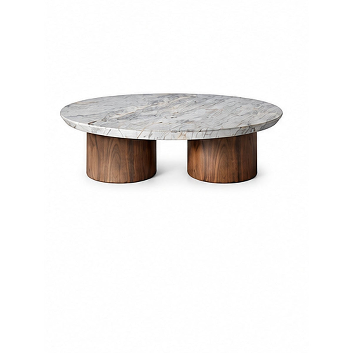 Hensley Round Marble & Wood Coffee Table