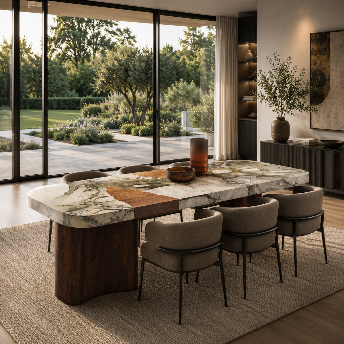 Holcombe Marble & Wood Dining Table