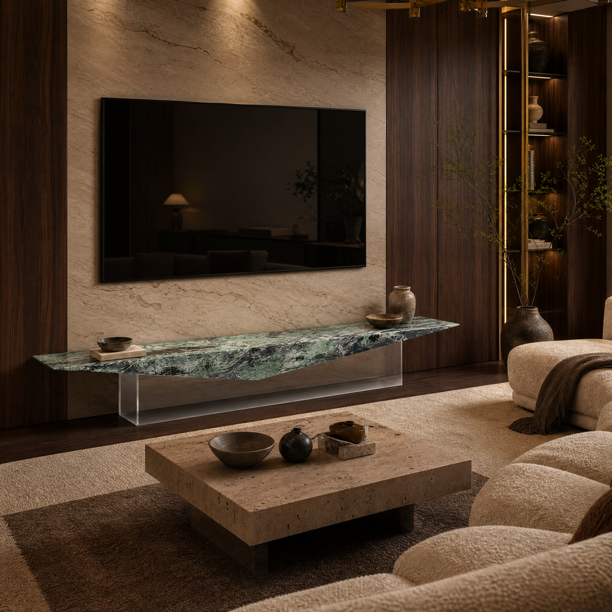 Kingsley Green Marble TV Unit
