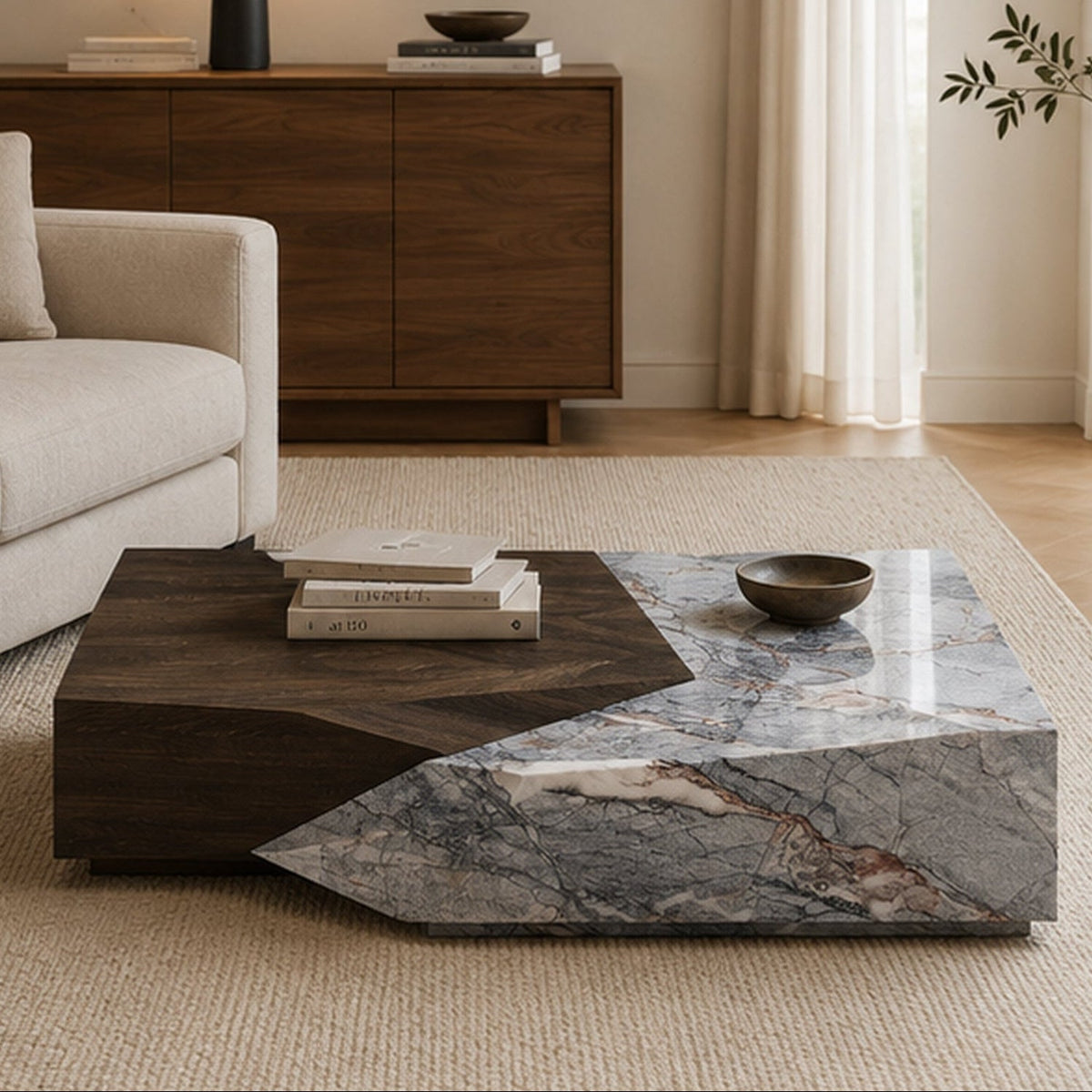 Rivington Marble & Wood Coffee Table