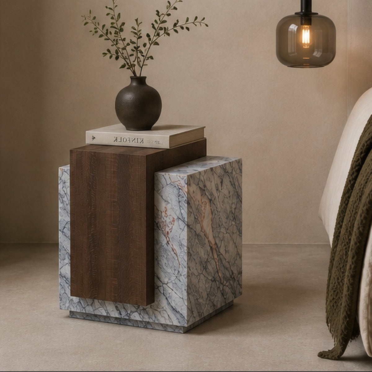Marlowe Marble & Wood Side Table