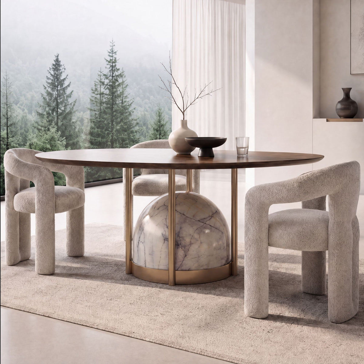 Stratton Marble & Wood Dining Table